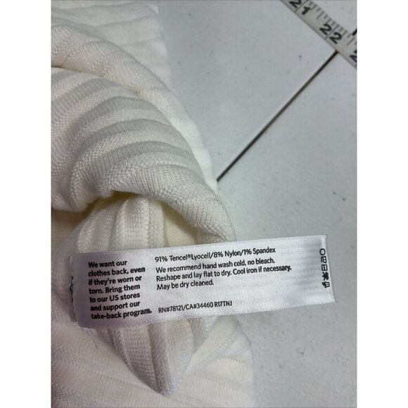 Eileen Fisher size LG Ivory Ribbed Tencel Pull On midi skirt career capsule - Picture 7 of 8